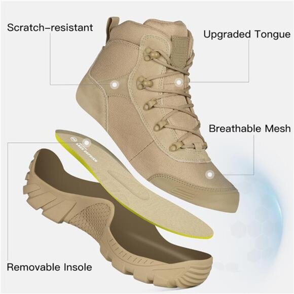 FREE SOLDIER Men's Waterproof Hiking Boots Tactical Work Boots Outdoor - Picture 3 of 14